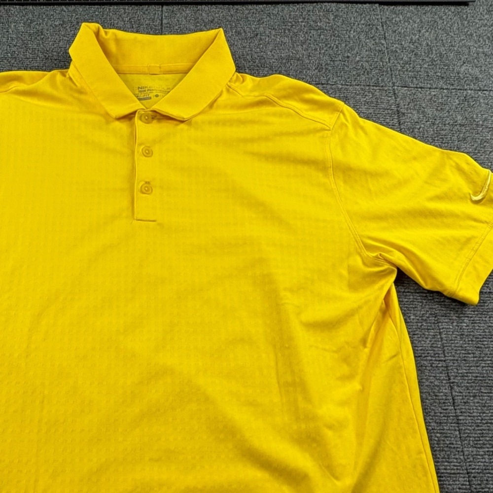 Nike Golf Tour Performance Dri-FIT Polo Shirt Mens Large Yellow Textured  SS